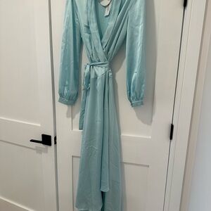 Elegant Light Blue Satin Robe
